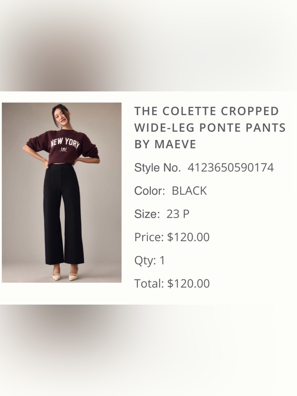 THE COLETTE CROPPED WIDE-LEG PONTE PANTS BY MAEVE